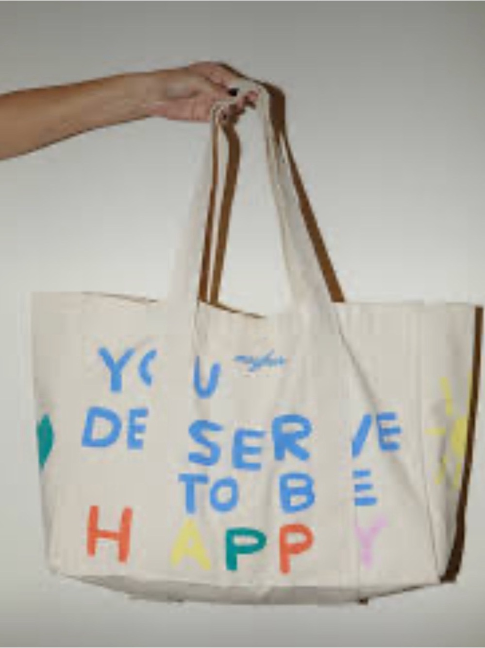 Mayfair Group Colorful 'Be Happy' Canvas Tote Bag